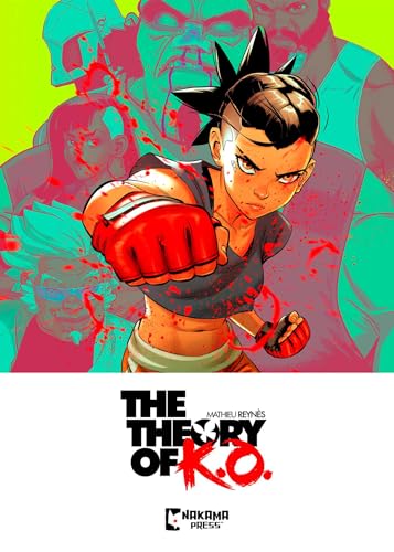 Comic book cover: female fighter with red boxing gloves, dynamic action pose.