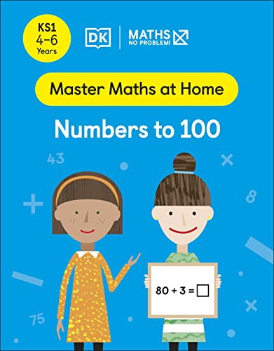 Blue book cover with illustrated children and math symbols, “Numbers to 100”.