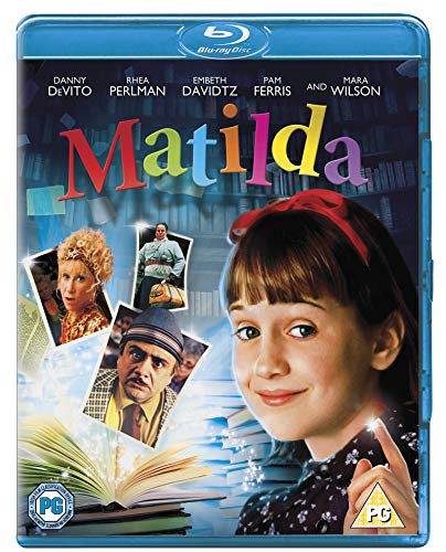 Matilda" Blu-ray cover featuring child actress and film characters.