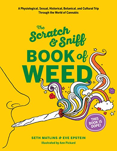 Yellow book cover with colorful illustration of a cannabis joint and text.