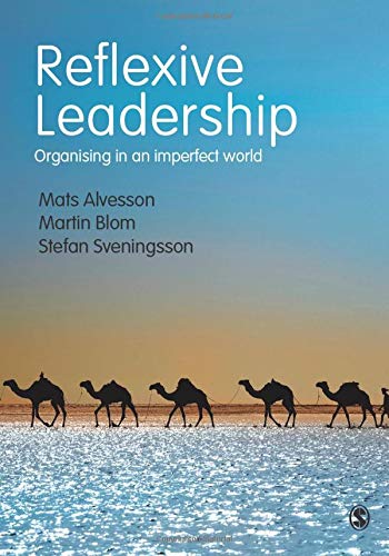 Book cover: "Reflexive Leadership" with a line of camels on a salt flat.