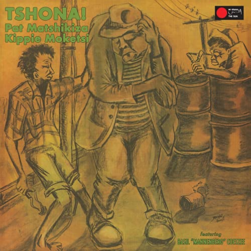 Vintage vinyl record cover depicting two men and musical instruments.