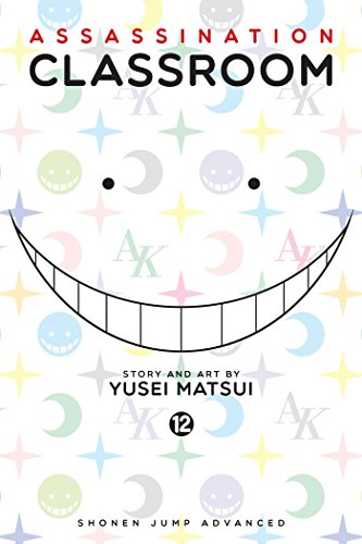 Assassination Classroom volume 12 manga cover featuring a large smiling mouth on white background.