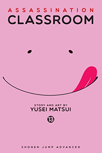 Pink manga cover for Assassination Classroom volume 13 featuring a stylized smiling character face.