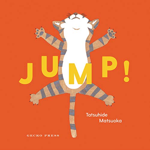 Book cover: illustrated cat mid-jump with large yellow text "JUMP!".