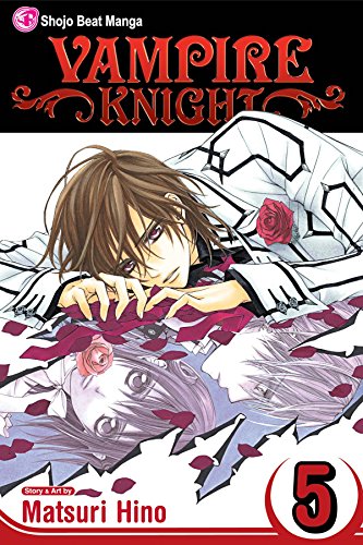 Manga cover: Vampire Knight volume 5, featuring two characters and roses.