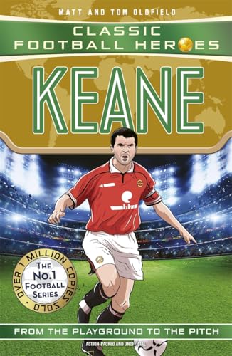 Roy Keane in a red Manchester United kit, book cover illustration.