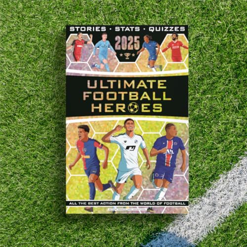 Book cover featuring football players in action, titled “Ultimate Football Heroes 2025”.