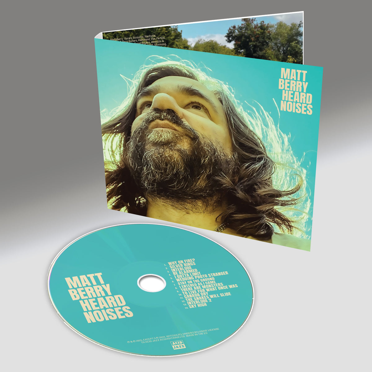 CD cover for Matt Berry’s “Heard Noises” featuring a portrait of Berry.