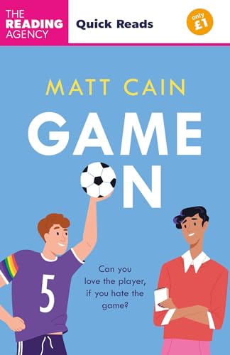 Book cover for Game On by Matt Cain featuring two young men and a soccer ball.