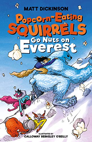 Book cover depicting cartoon squirrels riding a large yeti on a mountain.