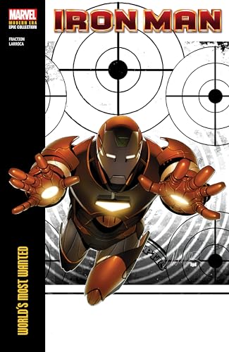 Iron Man in red and gold armor, facing forward against a target background.