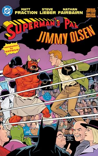 Comic book cover: Jimmy Olsen boxing a red demon, Batman in foreground.