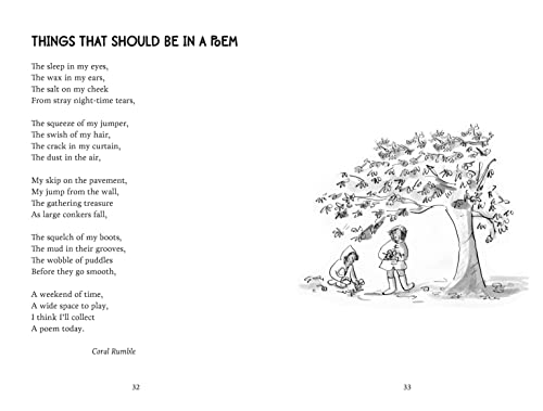 A page from a poetry book featuring text and a drawing of two children.
