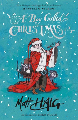 Book cover: illustrated boy in red and white, snowy blue background.