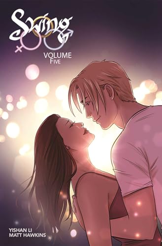 Comic book cover depicting a couple embracing, with blurred lights.