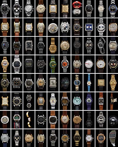 Grid of diverse wristwatches, a puzzle image with many styles.