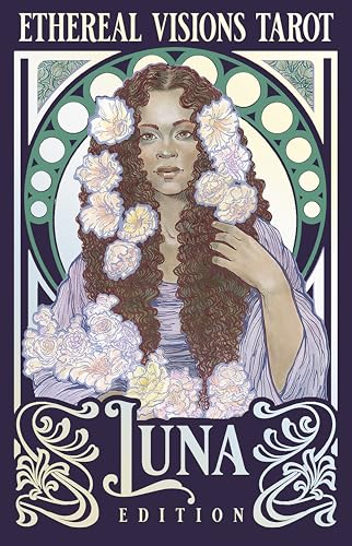 Art Nouveau style tarot card cover featuring a woman with flowers.