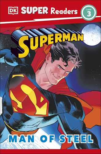 Superman portrait with the moon, book cover for young readers.