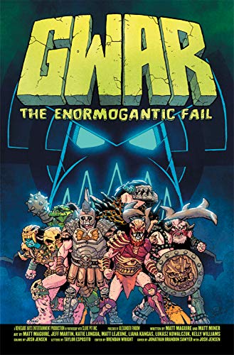 GWAR comic book cover featuring monstrous, armored figures in bright colors.