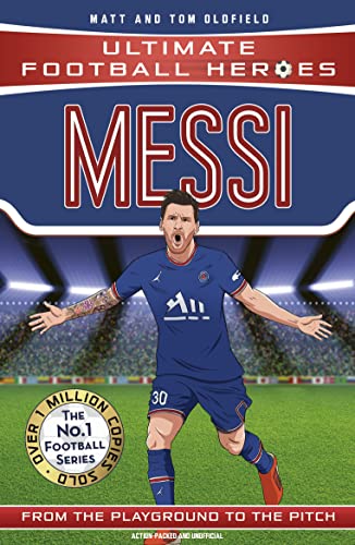 Book cover featuring Lionel Messi in a blue football kit on a pitch.