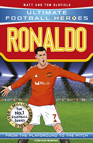 Book cover featuring Cristiano Ronaldo in a red football kit on a pitch.