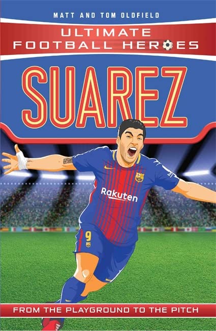 Book cover featuring footballer Luis Suarez in a Barcelona jersey.