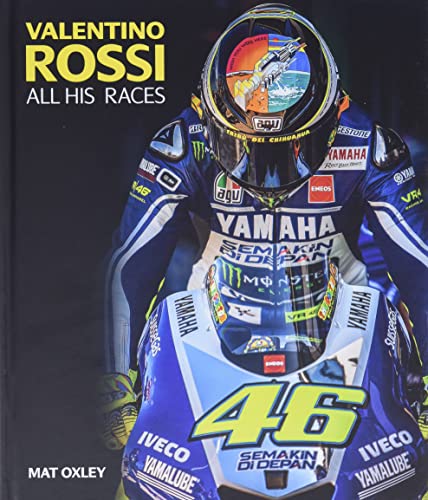 Book cover featuring motorcycle racer Valentino Rossi wearing a Yamaha helmet.