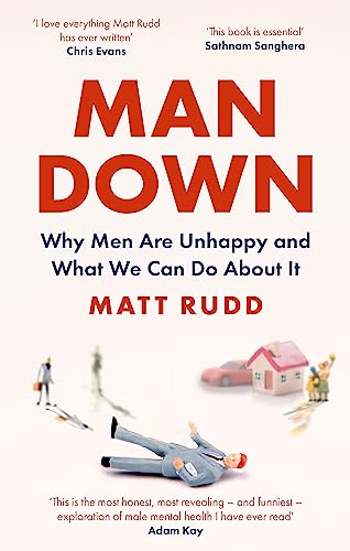 Book cover: "Man Down" with miniature figures falling and a red car.