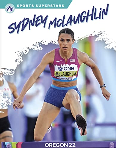 Sydney McLaughlin running a hurdle race, book cover with her image.