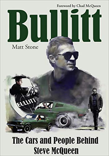 Book cover featuring Steve McQueen, cars, and the title "Bullitt".