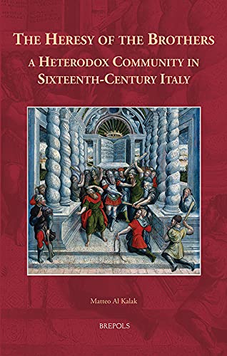 Book cover: Renaissance painting of figures before a colonnade, red background.