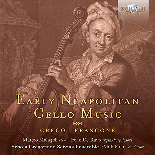 CD cover: portrait of a man with a cello, ornate background.