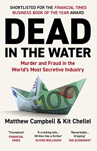 Book cover for Dead in the Water featuring a paper boat made of money.