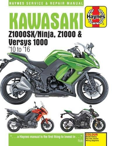 Haynes repair manual cover featuring green Kawasaki Z1000 motorcycle.
