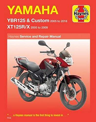Red Yamaha motorcycle repair manual cover, Haynes publishing logo.