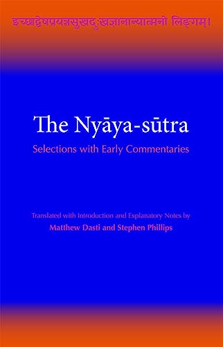 Book cover for The Nyaya-sutra with blue background and orange gradients at the edges.