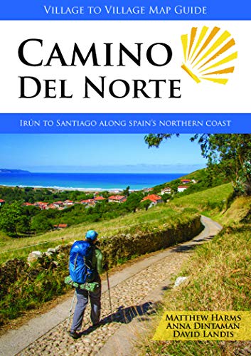Guidebook cover: "Camino Del Norte" with coastal path and hiker image.