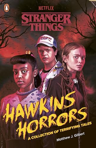 “Stranger Things: Hawkins Horrors” book cover featuring three young characters.