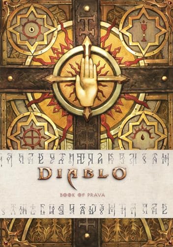 Cover of “Diablo: Book of Prava” with a golden hand and ornate design.
