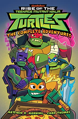 The four Teenage Mutant Ninja Turtles stand together behind a pizza box on the cover.