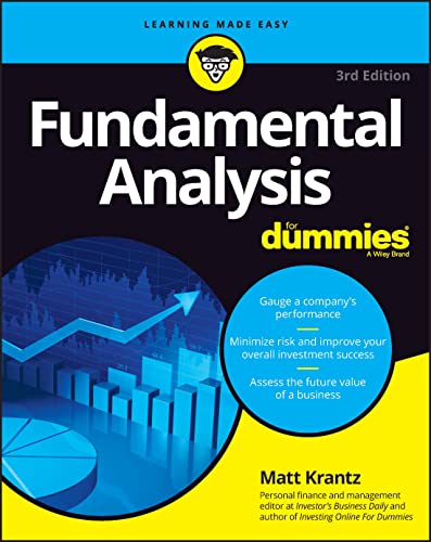 Book cover: "Fundamental Analysis For Dummies," 3rd edition, with charts.