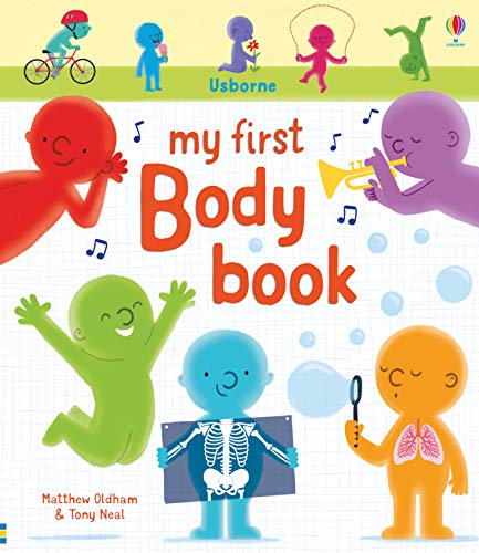 Colorful children’s book cover depicting cartoon bodies and activities.