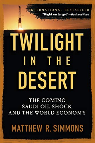 Book cover: "Twilight in the Desert" with oil derrick silhouette.