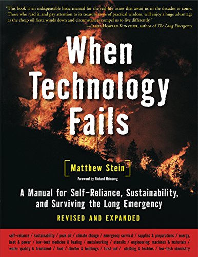 Book cover: "When Technology Fails" with a fiery, apocalyptic landscape.