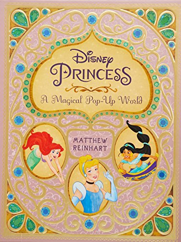 "Disney Princess pop-up book cover featuring Ariel, Cinderella, and Jafar in ornate gold frame."