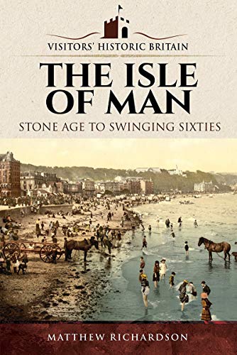 Book cover showing a historical beach scene with people and horses on the Isle of Man.