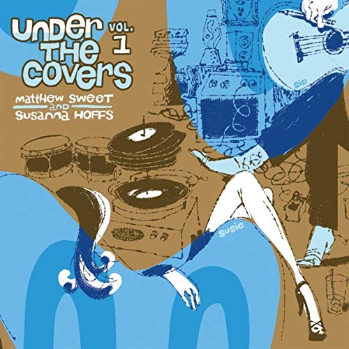 Vinyl album cover with abstract blue and brown illustration of a man playing guitar.