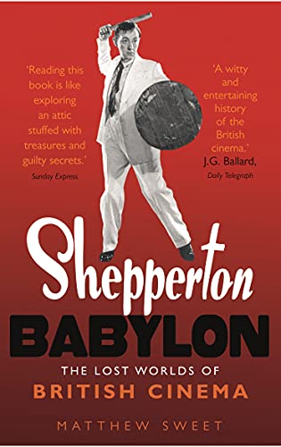 Book cover of Shepperton Babylon featuring a man in a suit holding a prop.
