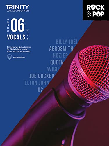 Blue vocal music book with a microphone and artist names listed.